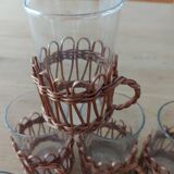 5 glasses with wicker surround
