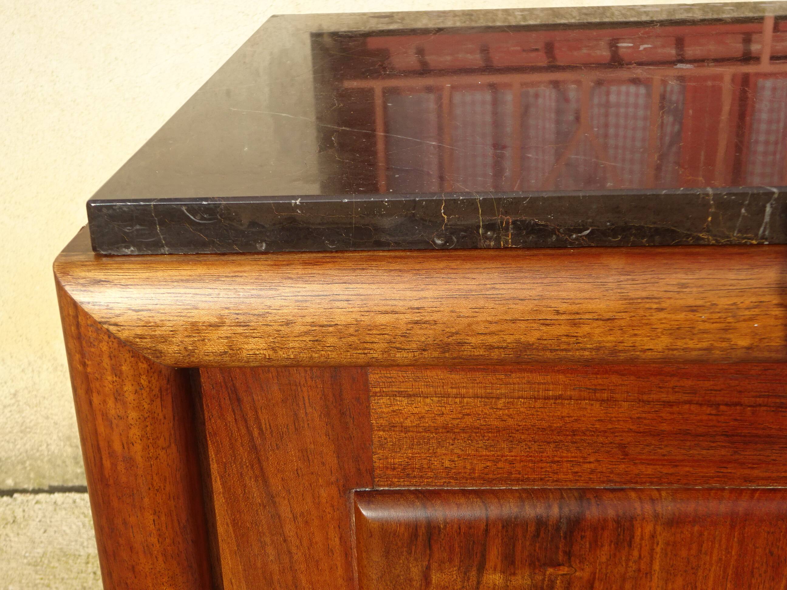 Walnut buffet with black marble top