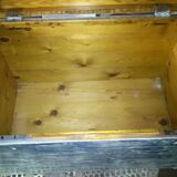 Large blue patinated chest of drawers in solid pine, Hungarian farmhouse style 1940s.