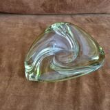 Cendrier Art déco en cristal anis taillé