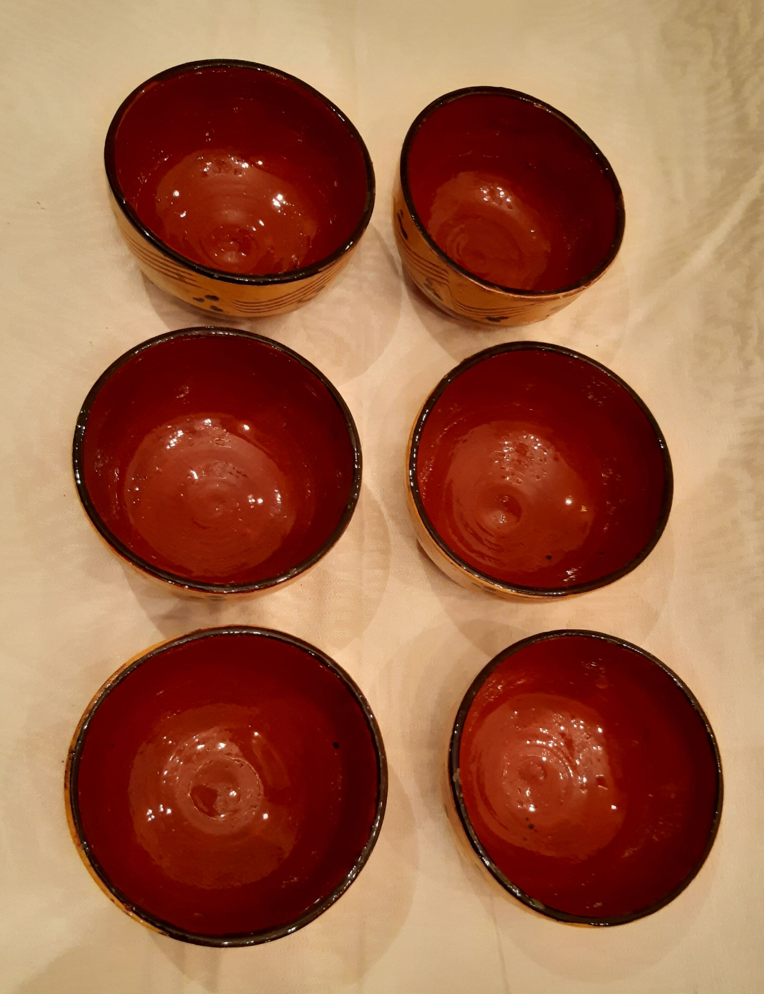 Lot of six terracotta ramekins glazed diameter 11cm TBE