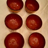 Lot of six terracotta ramekins glazed diameter 11cm TBE