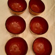 Lot of six terracotta ramekins glazed diameter 11cm TBE