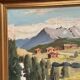 Oil on Canvas “Huts in the Mountains” by Weidofolk, Vintage & Framed