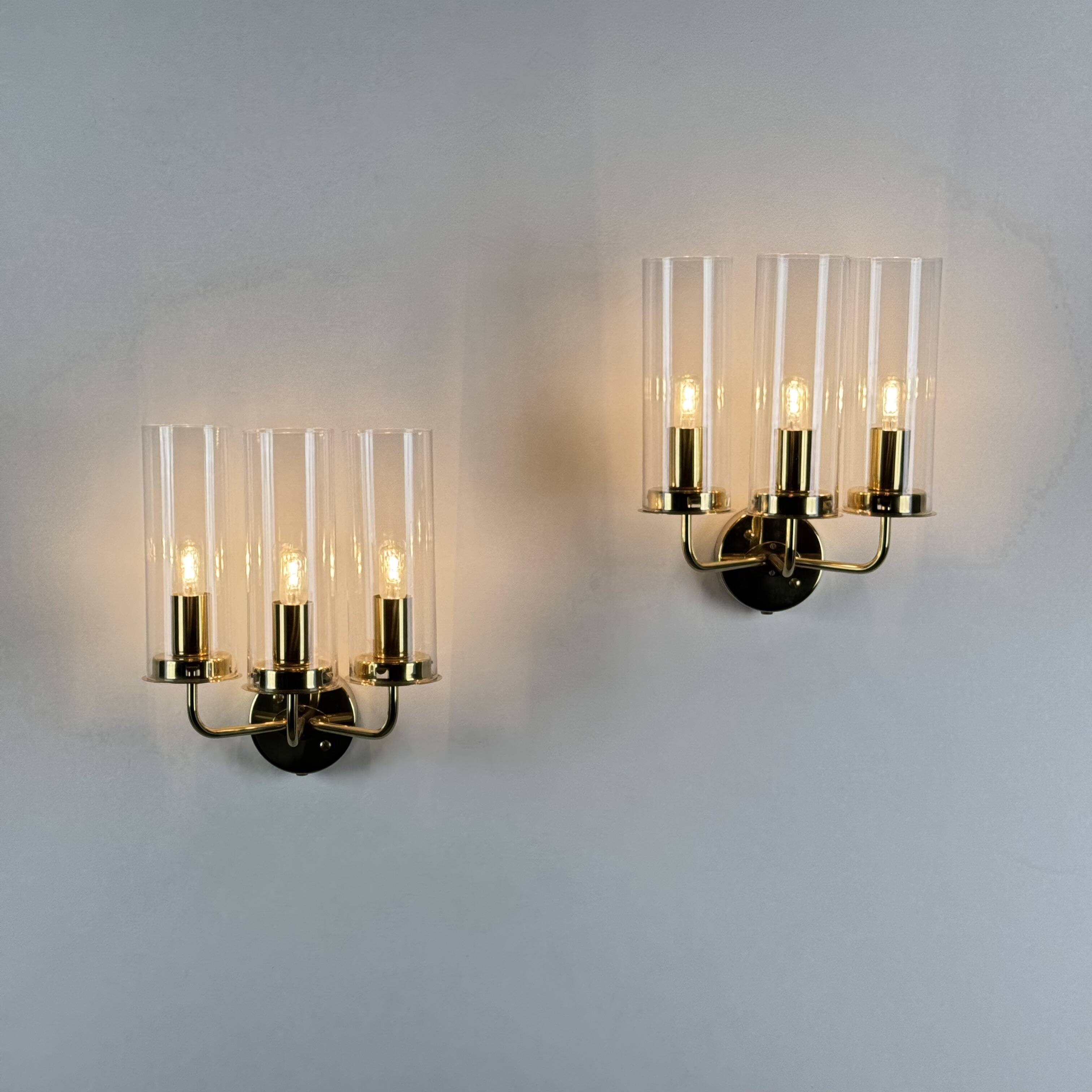 Hans-Agne Jakobsson Wall Lamps “Sonata” Model V 169/3 Markaryd, Sweden, 1960s