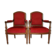 Paire de fauteuils style Louis XVI velours rouge 1900