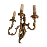 Wall lamp 3 candlestick candlesticks in electrified brass