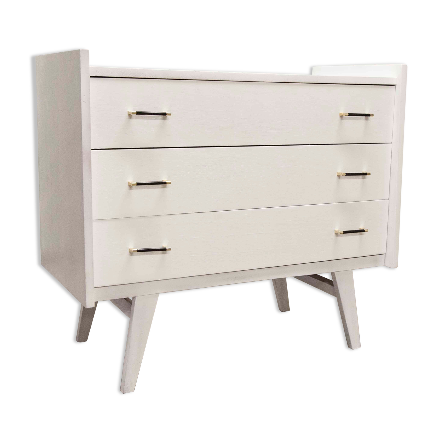 Scandinavian dresser 1960 3 drawers madeover brass bakelite