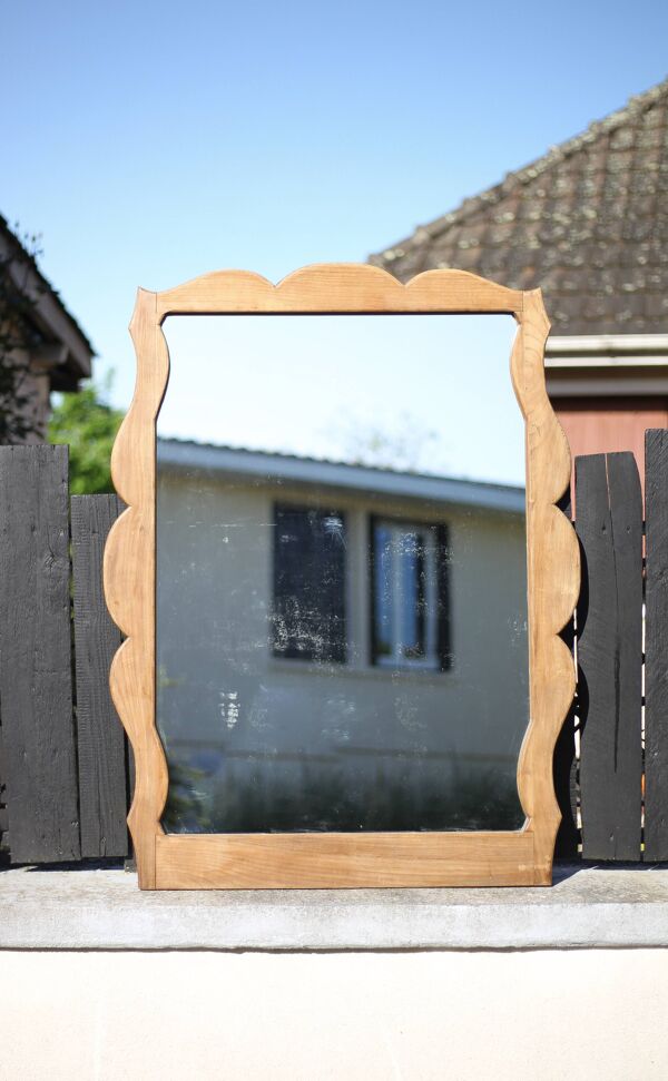 Miroir bois, grand miroir à poser ou mural, miroir vintage, miroir artisanal, décoration intérieur