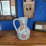 Pichet d'art de hyèvre signé émaux polychrome