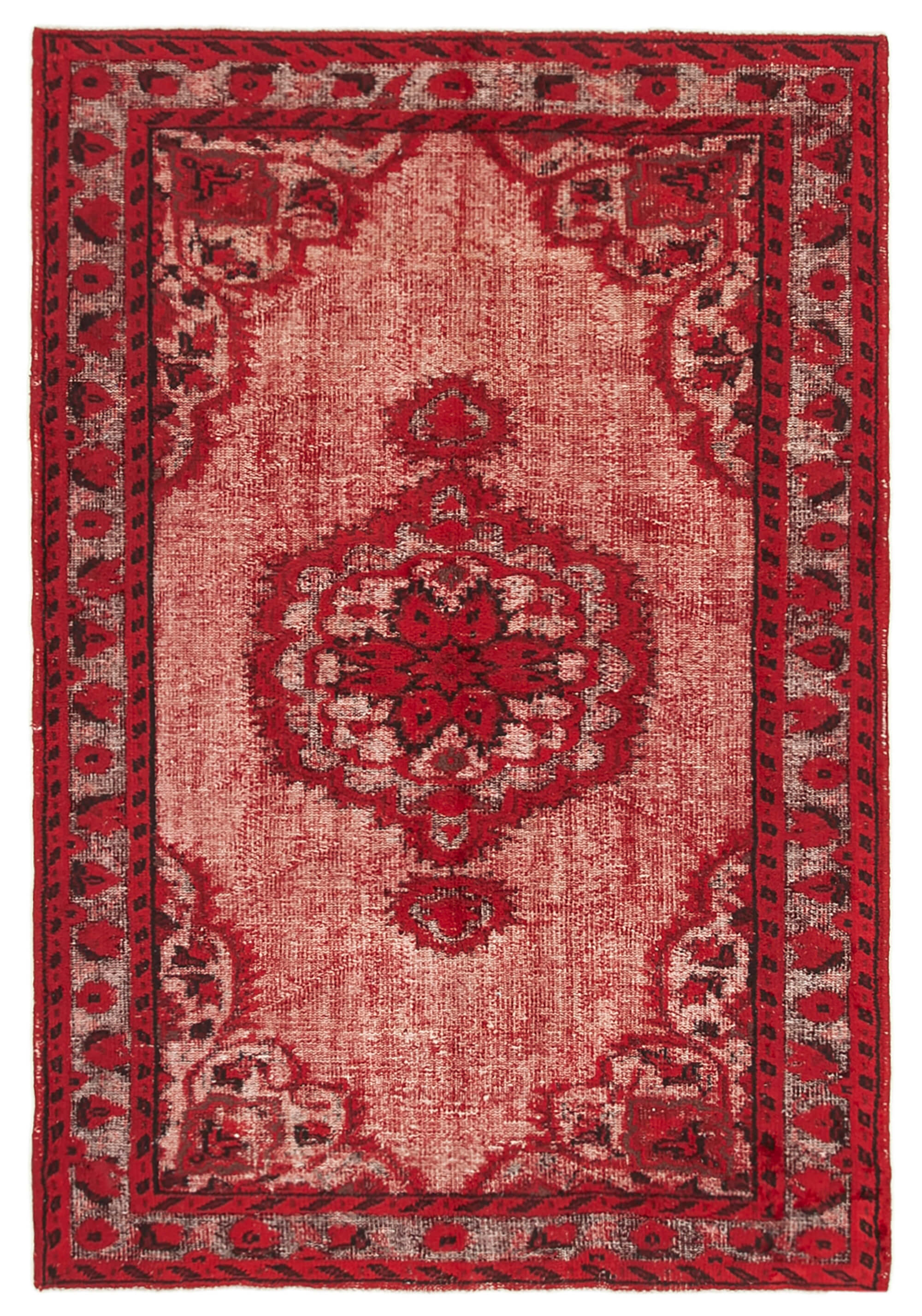 Handmade bohemian turkish 1980s 157 cm x 236 cm red carpet
