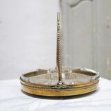 Plateau de service à apéritif vintage en laiton et en verre