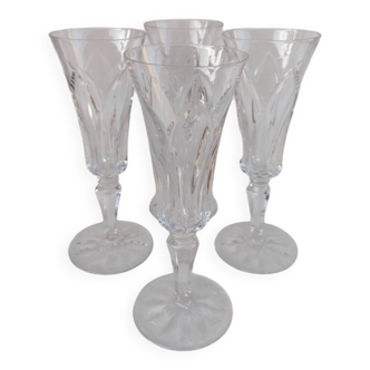 4 Saint Louis crystal flutes, Camargue model. 1960s.