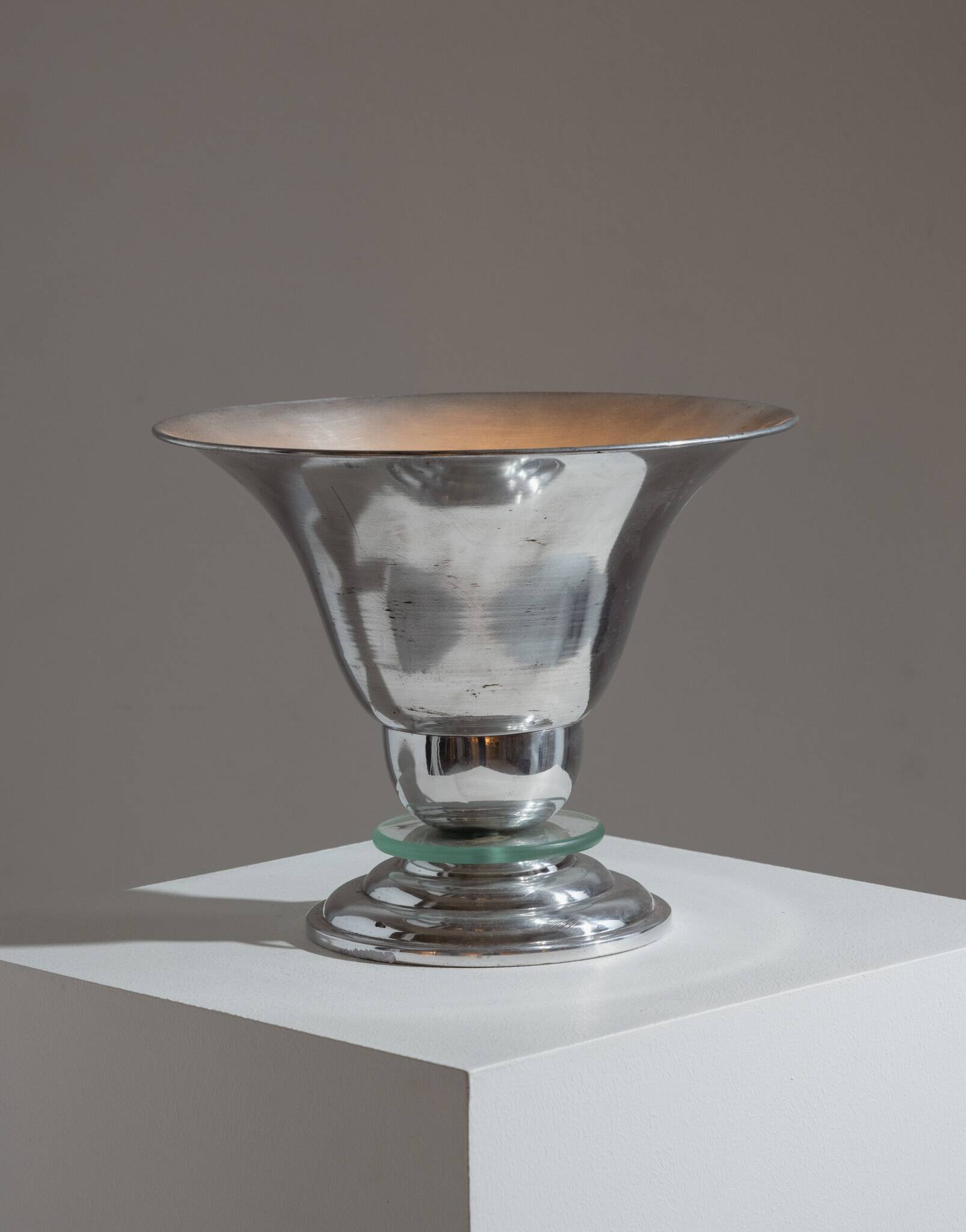 Lampe Art déco en aluminium et verre, 1960