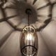Glass chandelier, chrome and smoked glass in the Fontana Arte style from the 1970s.