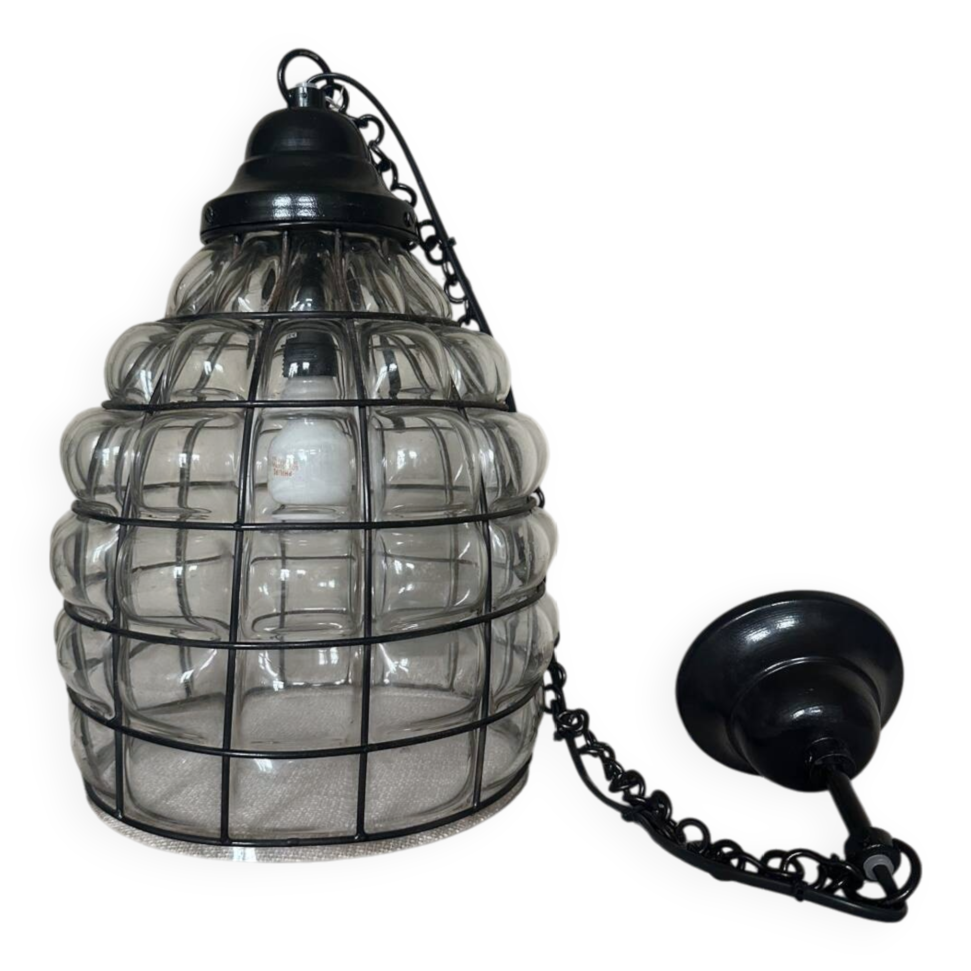 Glass and metal pendant light, Ulysses' garden