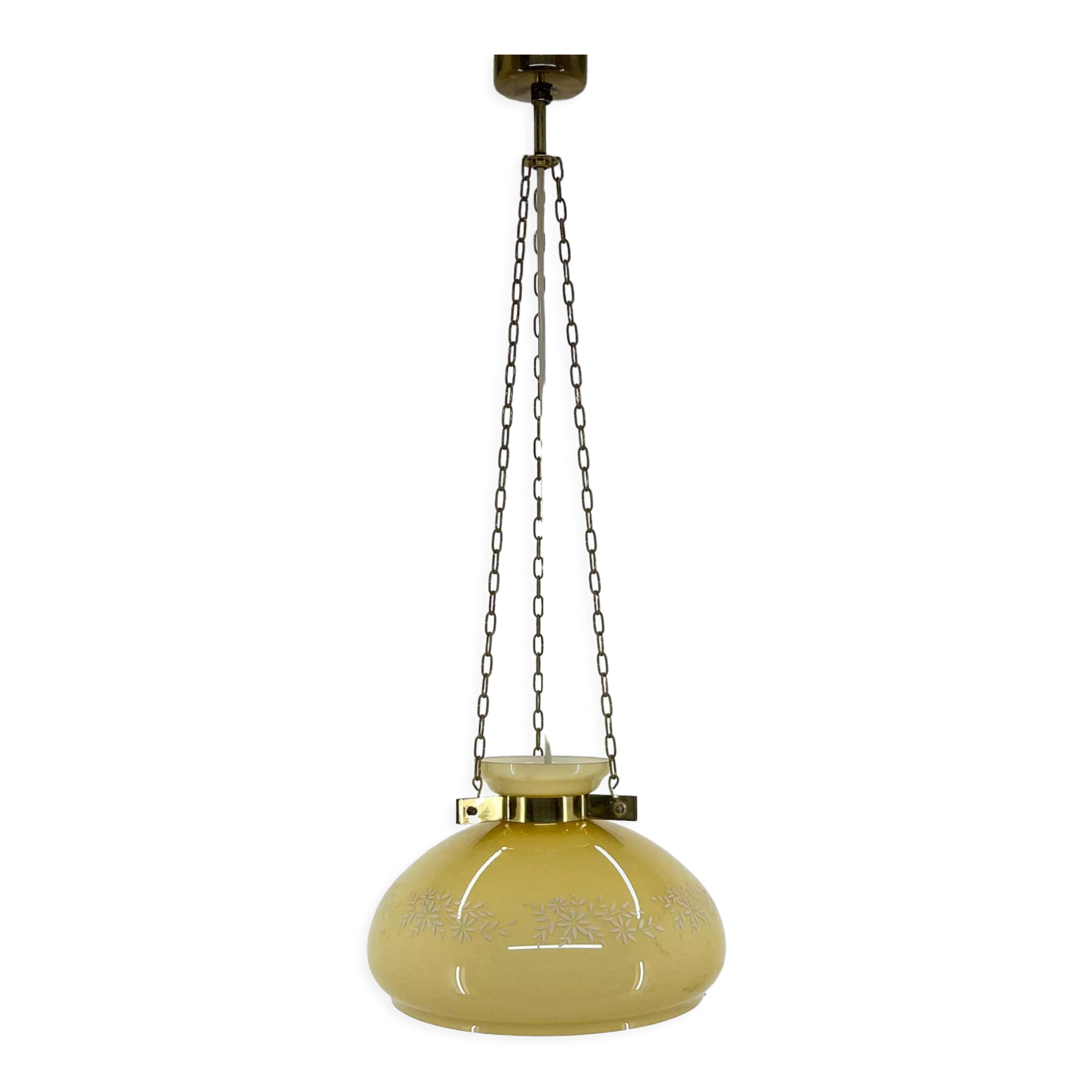 1950's Glass & Brass Pendant Light