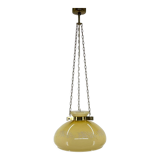 1950's Glass & Brass Pendant Light