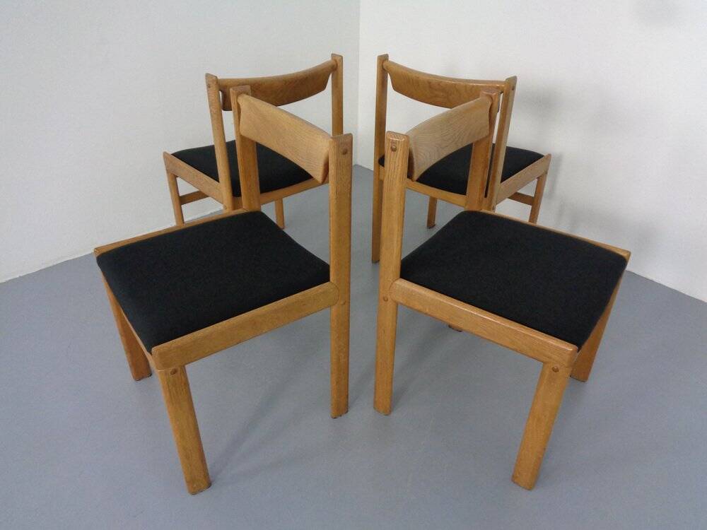 Danish Oak Dining Chairs, Set of 4, 1960s