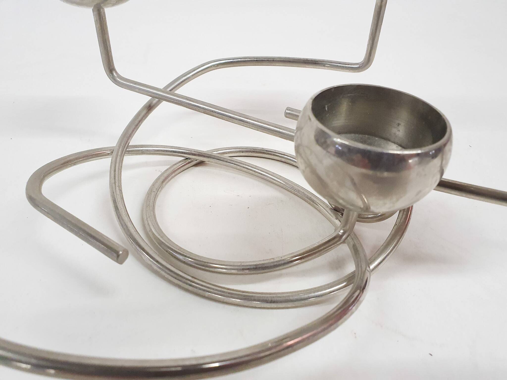 Metal design tea light holder, The Netherlands 1980's