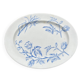 Grand plat de service XIXème en faïence terre de fer anglais N.W.P.Co Burslem "The Cotton Plant"