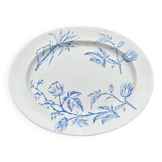 Grand plat de service XIXème en faïence terre de fer anglais N.W.P.Co Burslem "The Cotton Plant"
