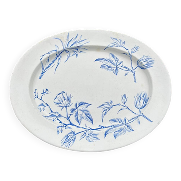 Large 19th century serving dish in English ironstone earthenware NWPCo Burslem "The Cotton Plant"