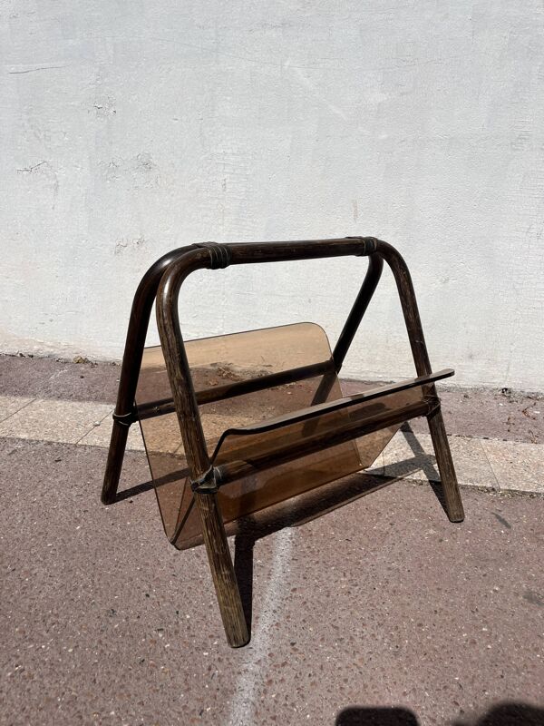 Porte revue Rotin et Plexiglas Marc Held