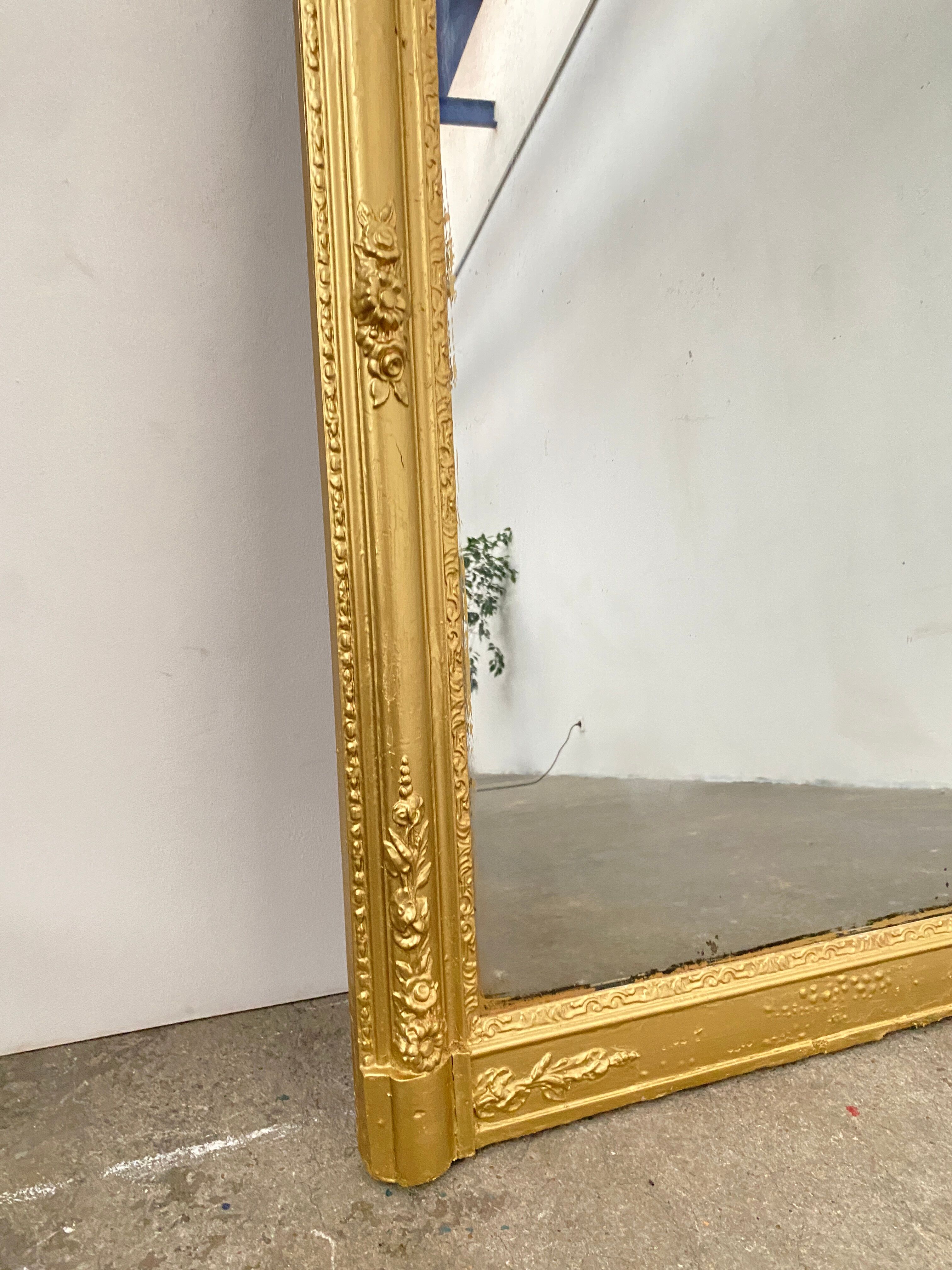Wooden Stucco and Gilded Mirror, Height 115cm, 19th Century, France