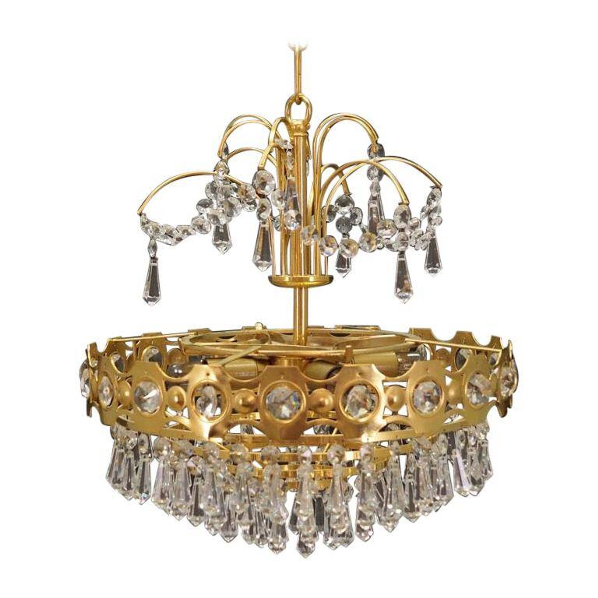Brass chandelier, Danish design, 1970s, production: Denmark