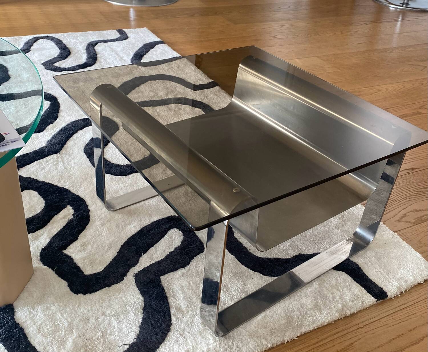 Small Coffee Table Stainless Steel Designer Modern Steel Vintage Glass Furniture