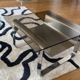Small Coffee Table Stainless Steel Designer Modern Steel Vintage Glass Furniture