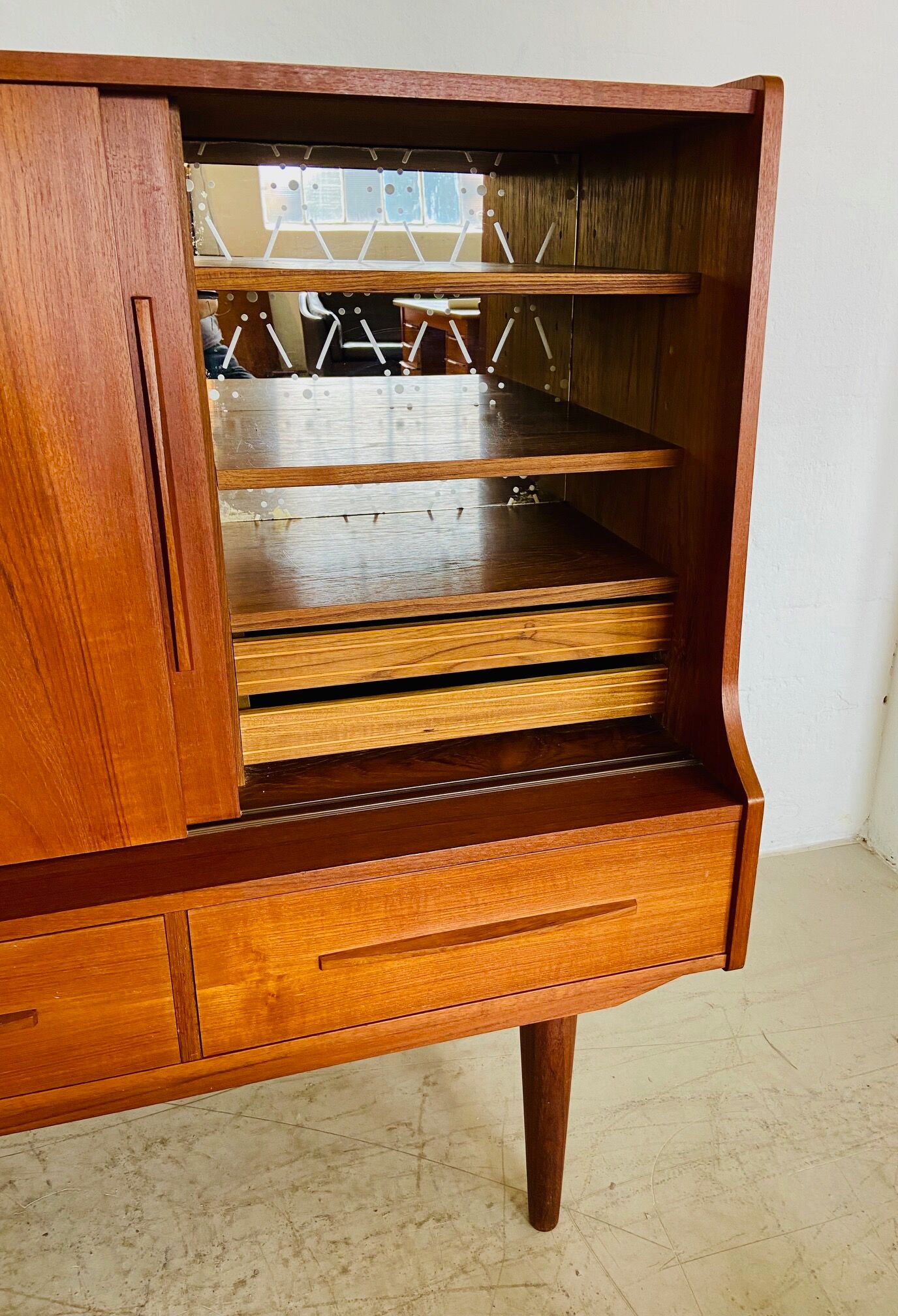 Vintage Danish mid-century teak bar cabinet 1960