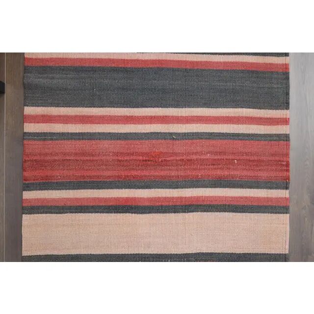 Tapis couloir turc Oushak fait main en laine et coton rouge des années 1970, 90x403.