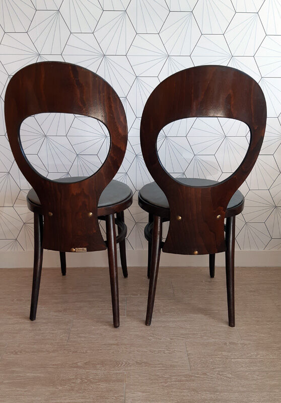 Pair of vintage Baumann chairs model "Mouette".