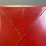 Red leather dining chairs by Roche Bobois France, 1980s - set of 8