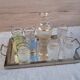 Vintage liqueur service from the 50s/60s — Decanter, 9 pastel glasses & tray