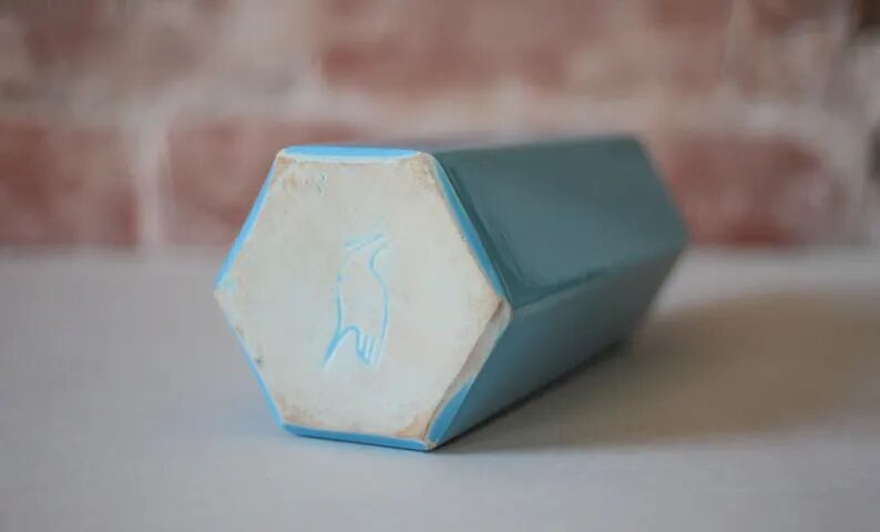 Bouteille de limonade en grès vernissé bleu , grès d'Alsace, poterie, collection