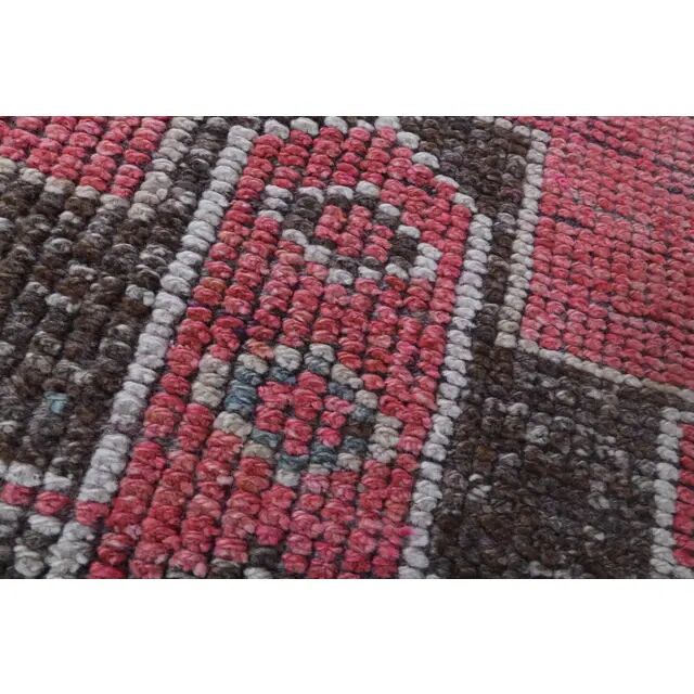 1970s Vintage Turkish Oushak Handmade Wool Cotton Pink Runner Rug 81x315