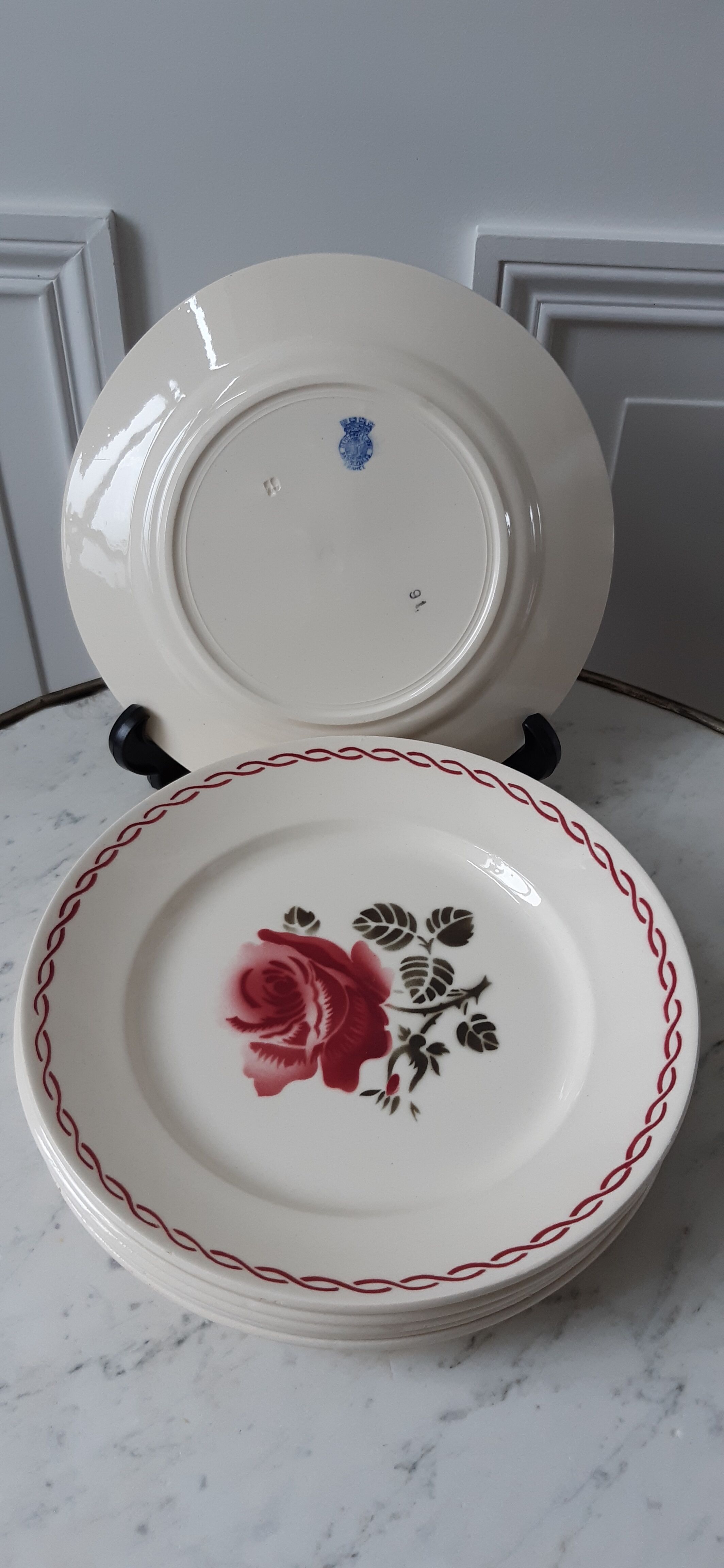 Set of 6 flat plates Badonviller years 30-40