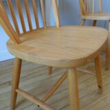4 Scandinavian Windsor chairs in solid beech 1970s