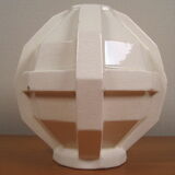 Modernist art deco ball vase in ecru white cracked glazed earthenware, signed saint clement n° 778