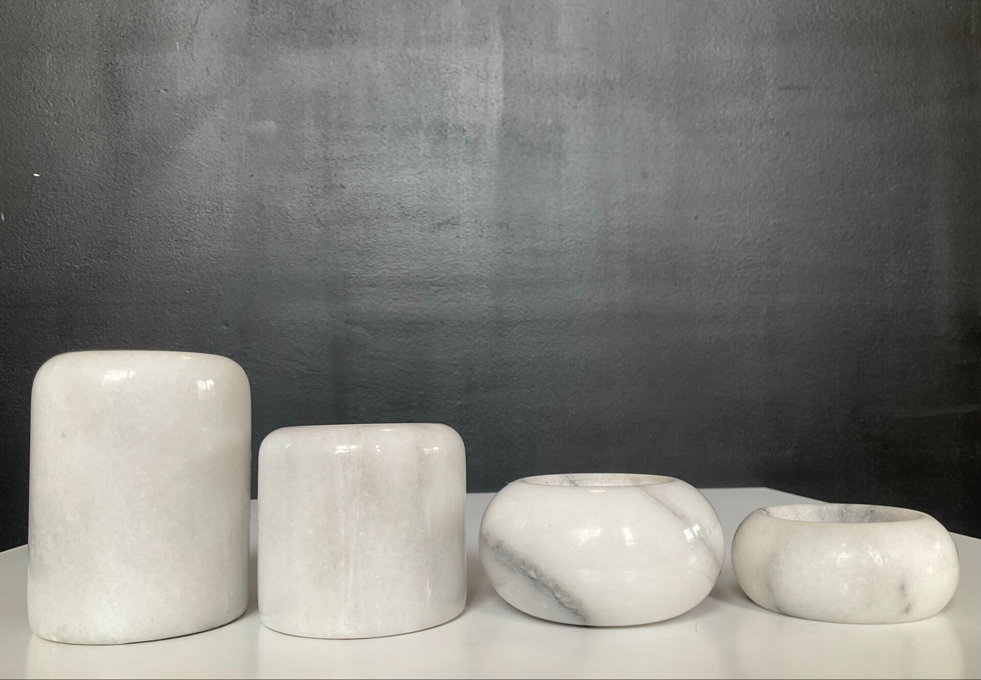 Set of 5 vintage marble candlesticks