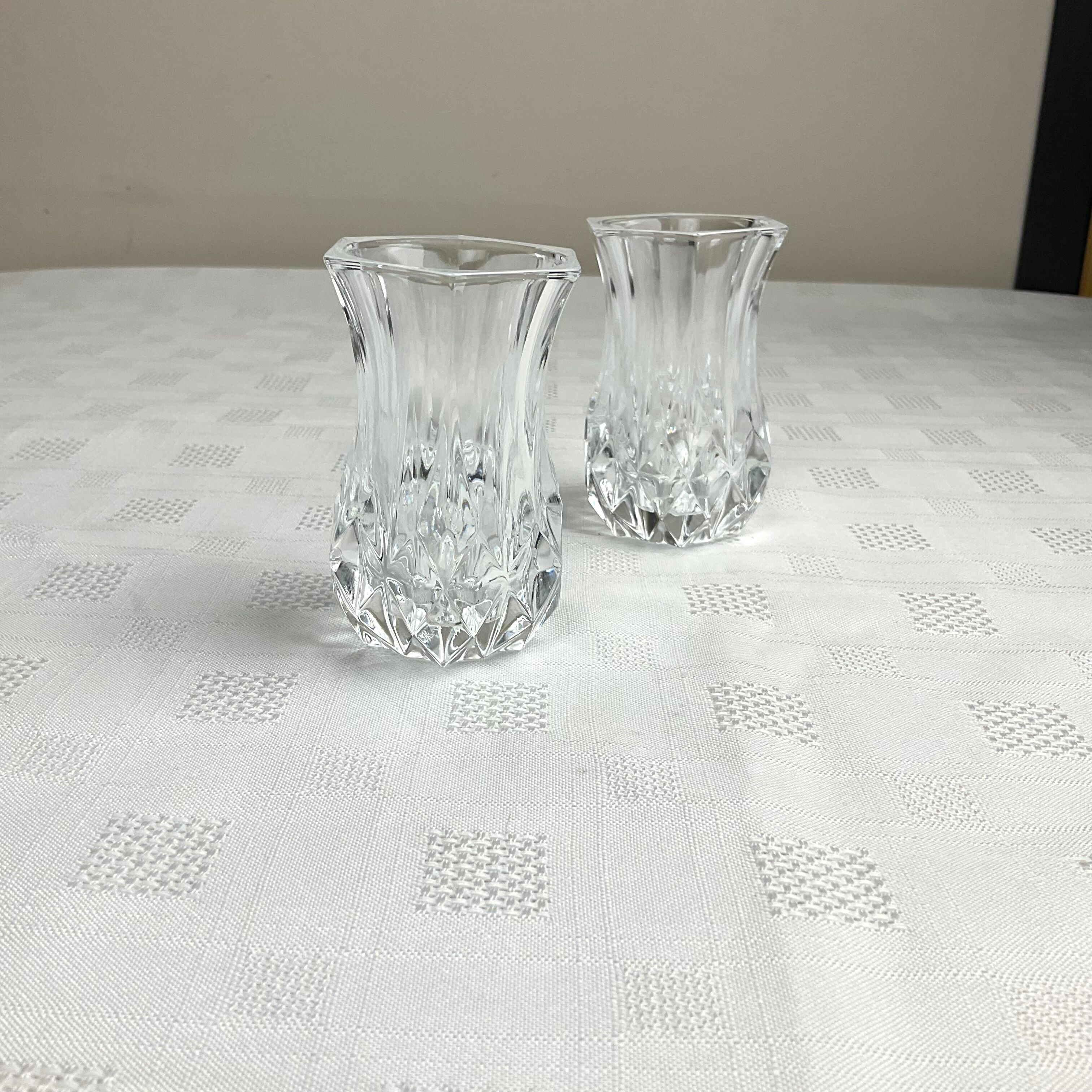 Pair of small crystal vases