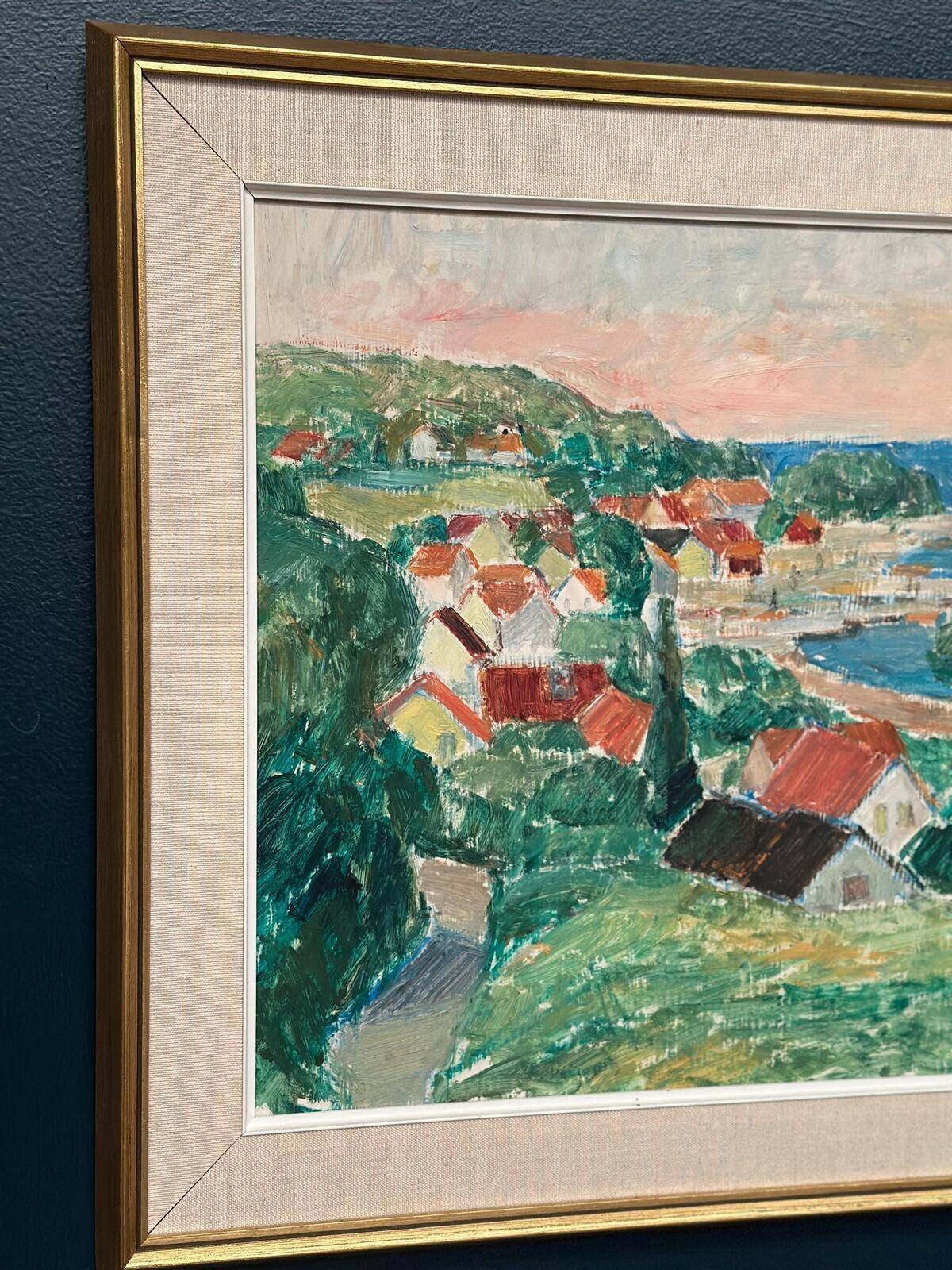 Original Swedish Oil On Panel – “Coastline” By John Hedman – Dated 1973 – Vintage & Framed – 71 × 52 Cm (28" × 20.5")