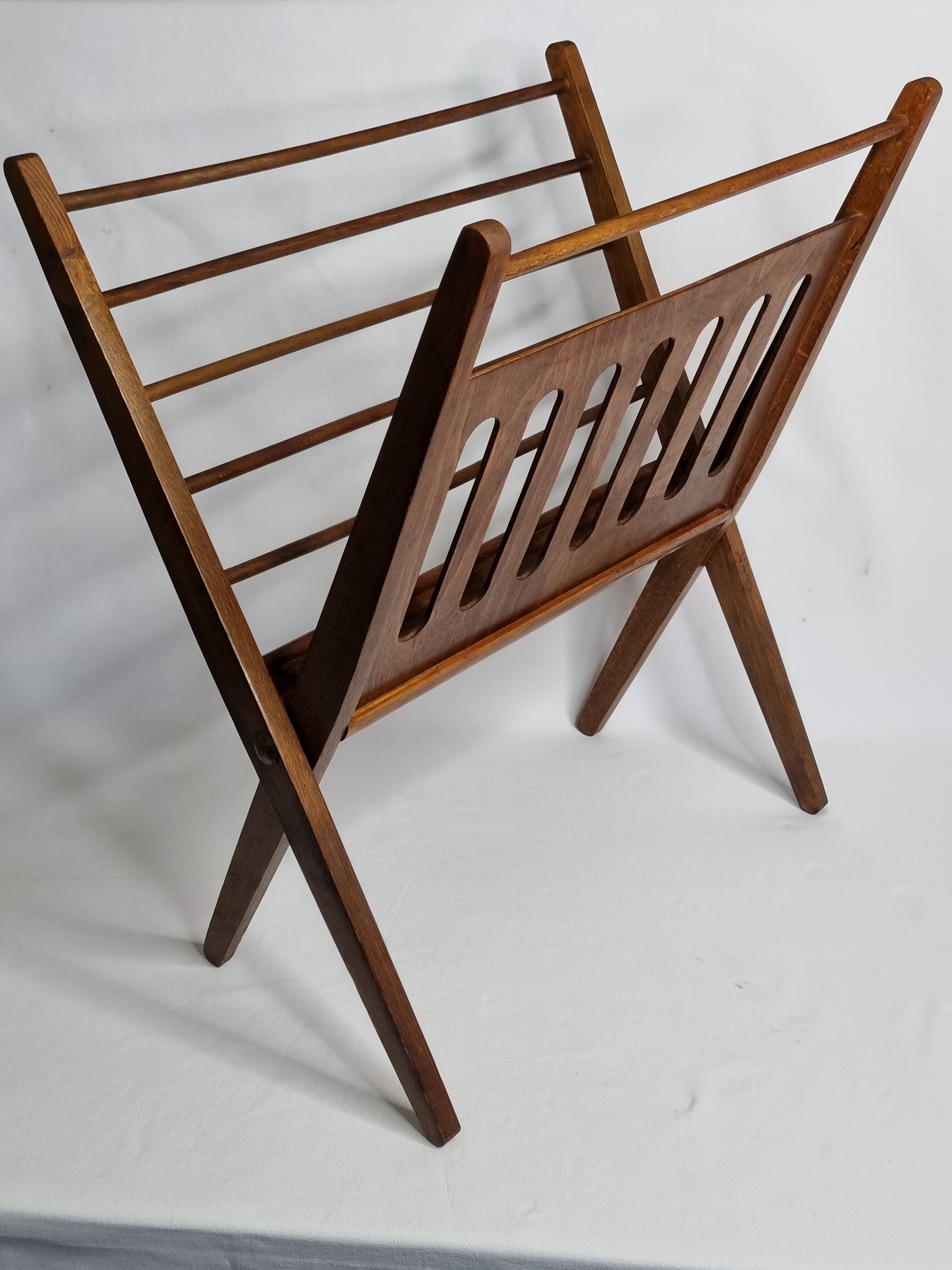 Folding teak magazine holder by Cees Braakman