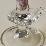 Peter Kaspar Soliflore Vase/Floral design, collared neck. Blown art glass, speckled purple. Shell inclusion. Dim 26.5 x 13 cm