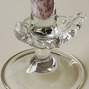 Peter Kaspar Soliflore Vase/Floral design, collared neck. Blown art glass, speckled purple. Shell inclusion. Dim 26.5 x 13 cm