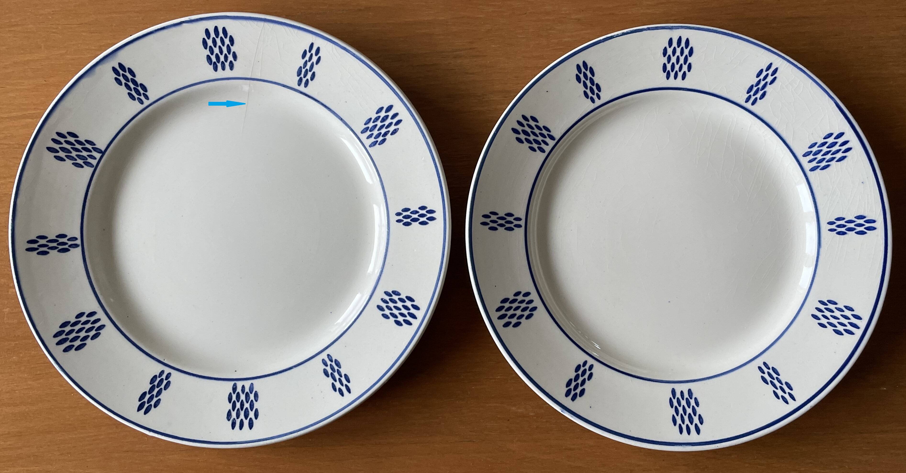 8 old earthenware plates from LUNEVILLE K & G