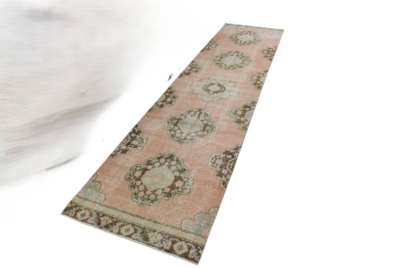 3x12 Vintage Blush Pink Classic Persian Runner Rug, 90x358Cm